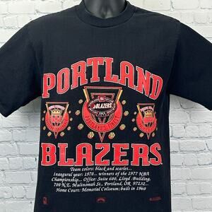 Vintage 90s Portland Trail Blazers T Shirt Blazers NBA Basketball Black M Medium